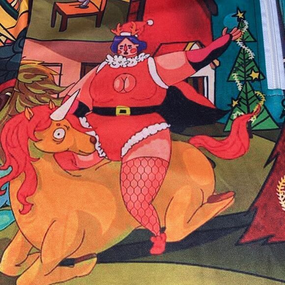 Men's Funny Circus Christmas 1/4 Zip Short Sleeve Holiday Shirt Size Medium - Picture 12 of 14